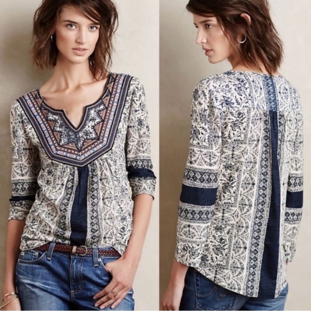 Anthropologie (Akemi & Kin) Silverpoint Peasant Top